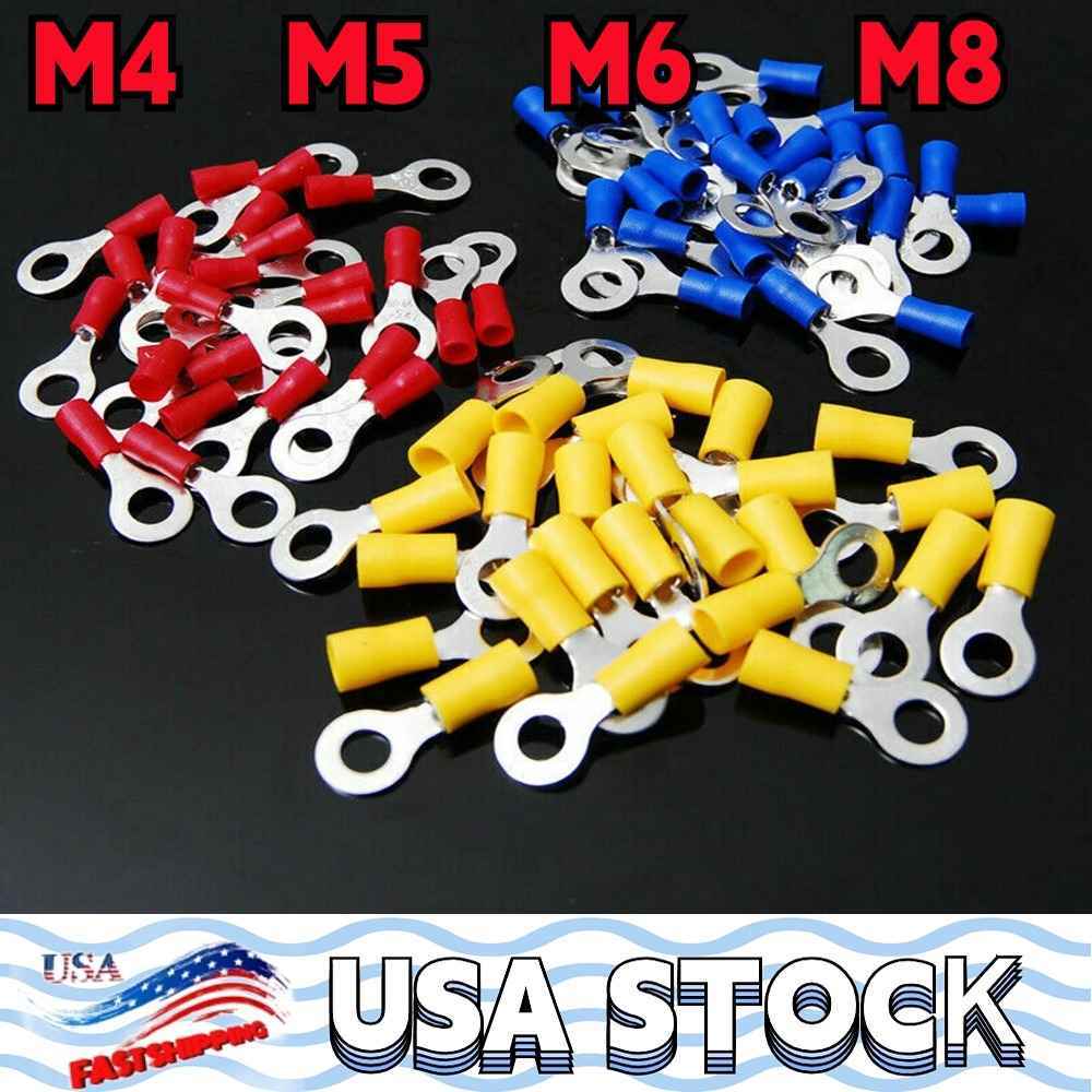 22-10AWG Insulated Ring Electrical Wire Connectors Splice Spade Crimp Terminals