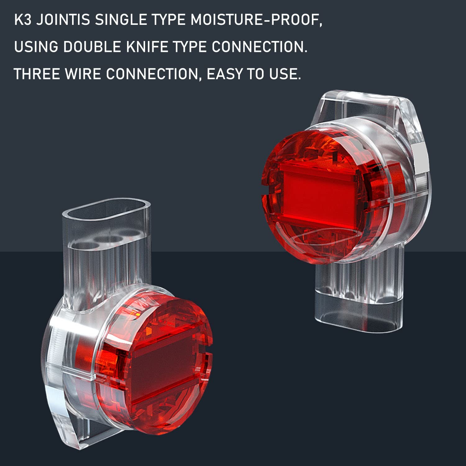 IDC Connector 100PCS Red Clear Data Phone Wire Butt Splice 3 Ports Terminal