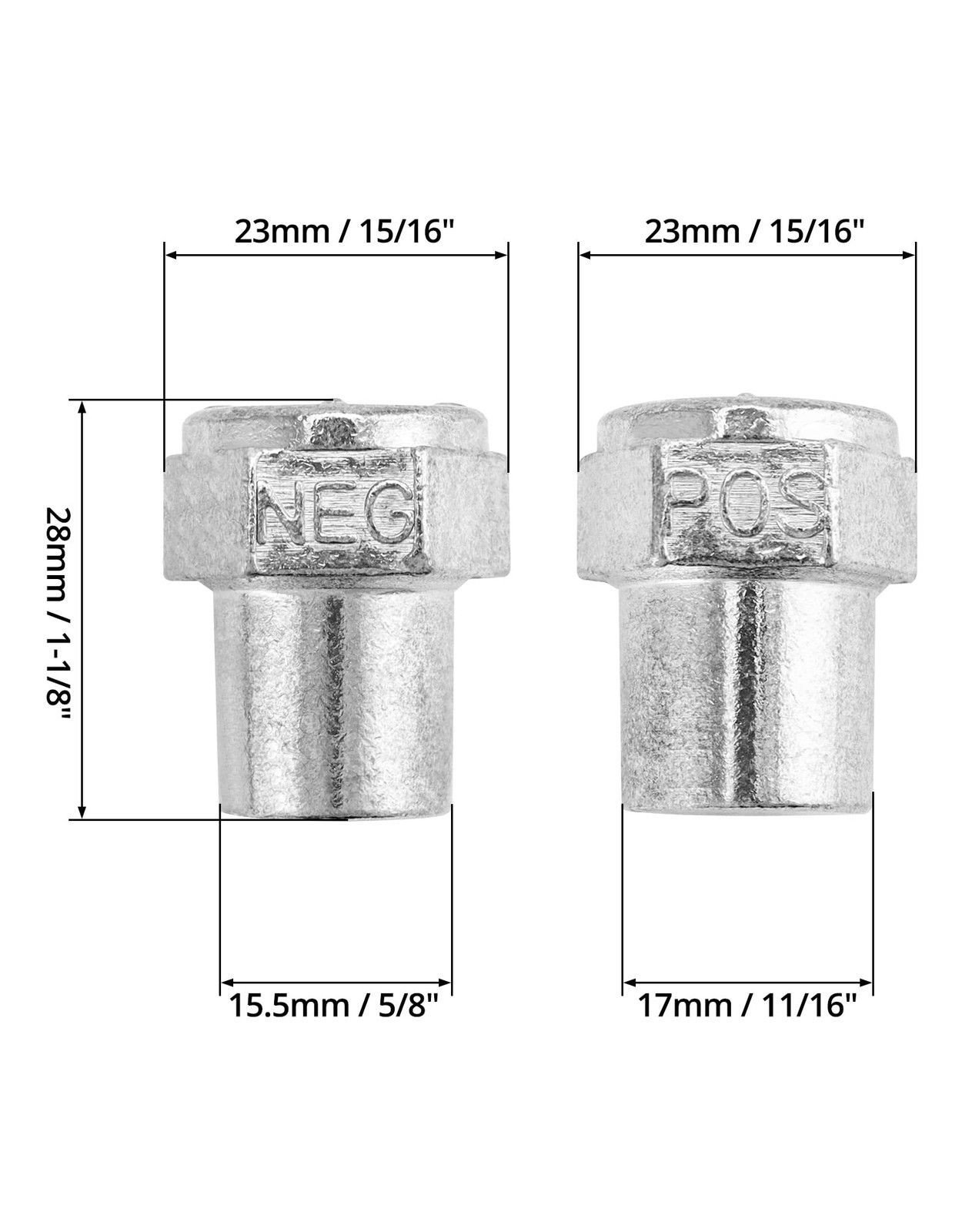 QWORK Car Positive Negative Battery Post Terminal, 2 Pair Zinc Alloy 2 Pairs