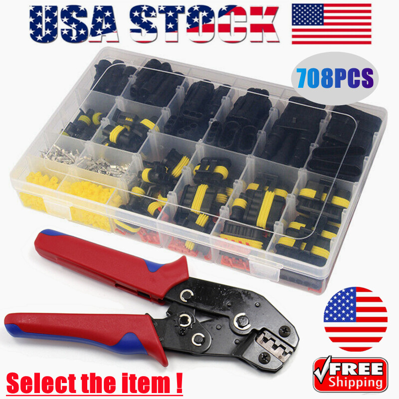 708PCS 1-6 Pin Way Car Automotive Waterproof Electrical Wire Connectors Plug Kit