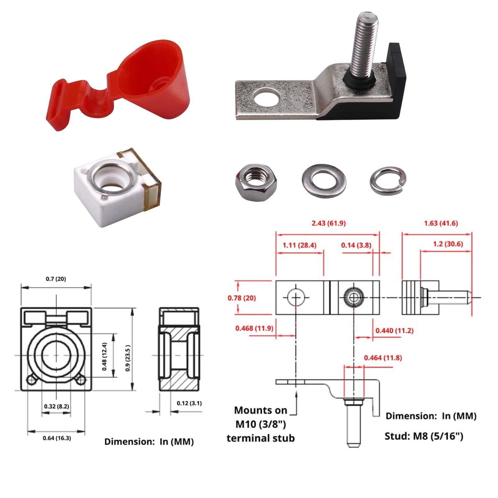 275A Battery Fuse With MRBF Terminal Fuse Block For Car Marine Single Stud