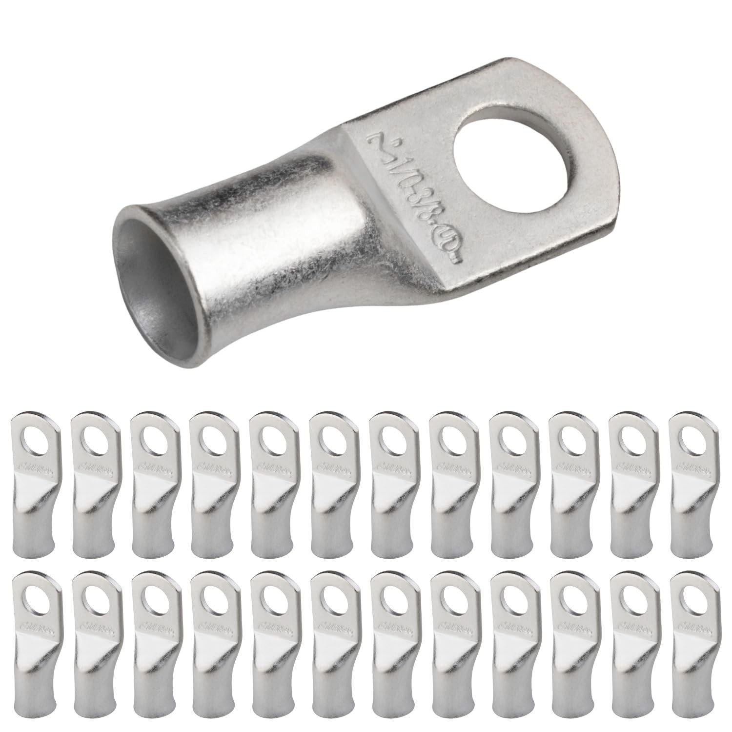 SELTERM 25pcs 1/0 AWG 3/8 Stud Marine Grade Tinned Copper Battery Cable Lugs, 0