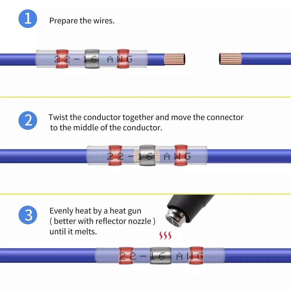 Heat Shrink Wire Connectors kit Solder Seal Sleeve Butt Terminals Waterproof Set