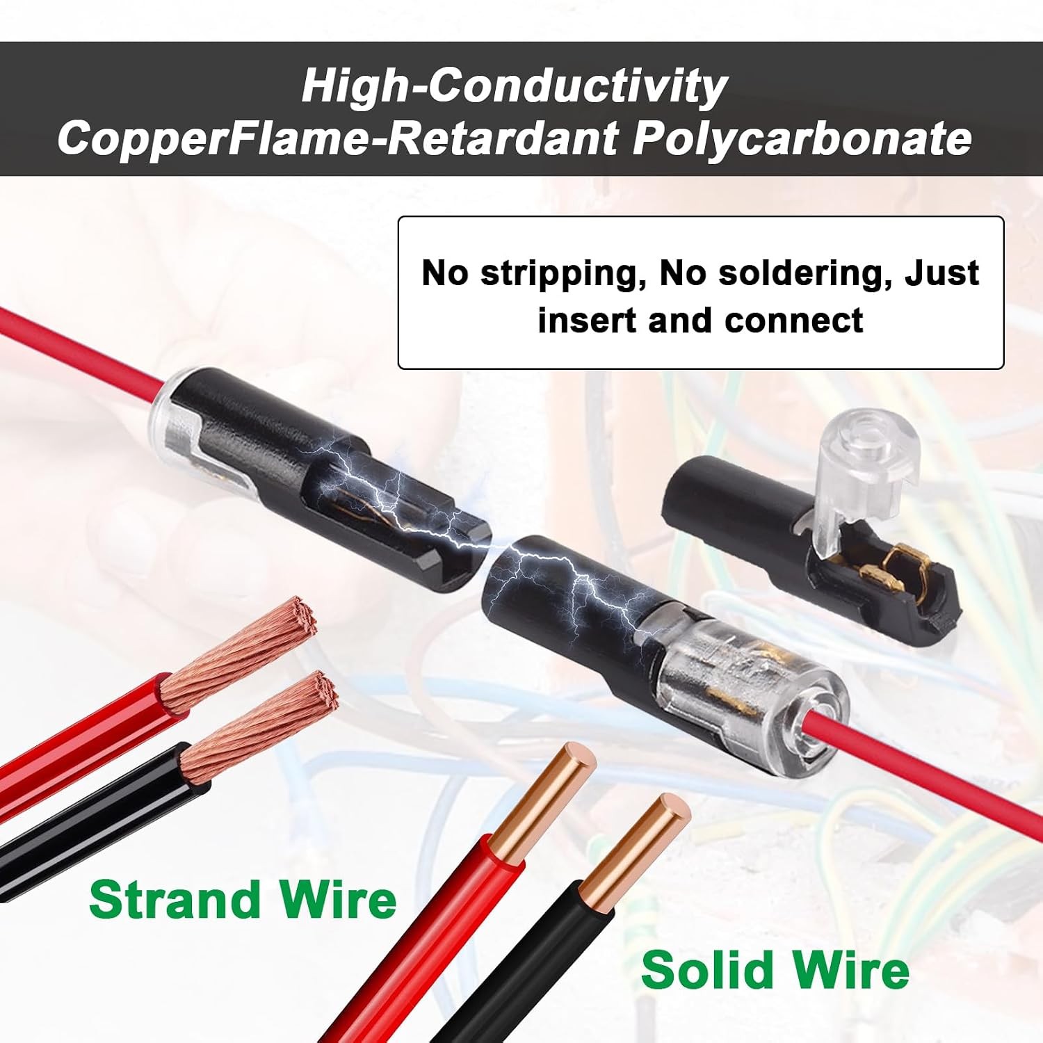1 Pin Low Voltage Wire Plug-in Connectors 18-22 AWG