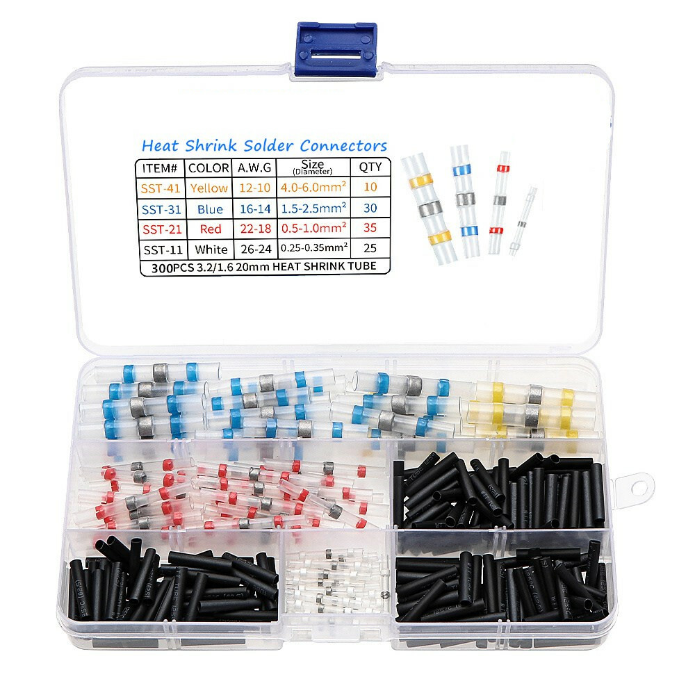 400PCS Waterproof Solder Seal Heat Shrink Wire Butt Terminal Connectors Kit Set