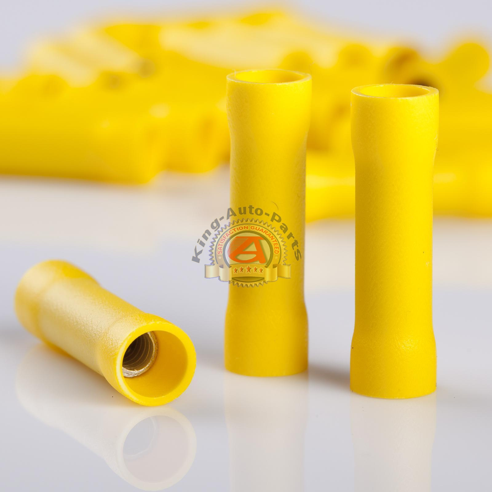 100 PCS Yellow Vinyl Butt Connector 12-10 Gauge 12 Volt Electrical
