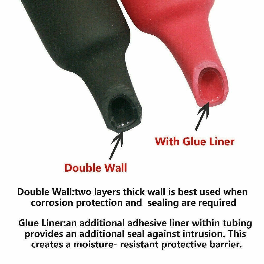 5FT Black/Red/Clear Dual-Wall 3:1 Heat Shrink Tube Adhesive Glue Lined Wire Kit