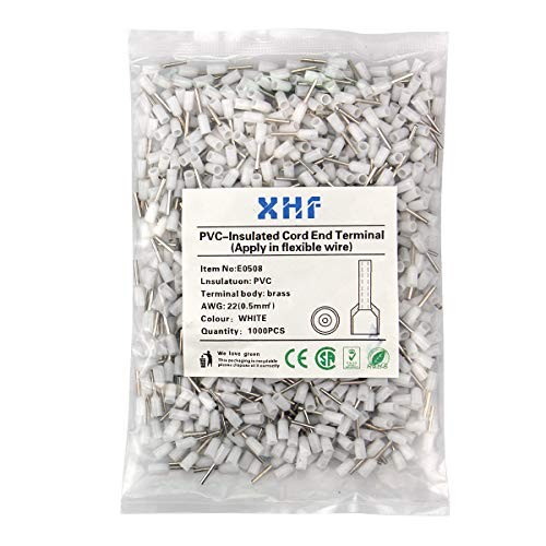1000 PCS AWG 22/0.5mm² Wire Ferrules Insulated Copper Crimp White 1000PCS