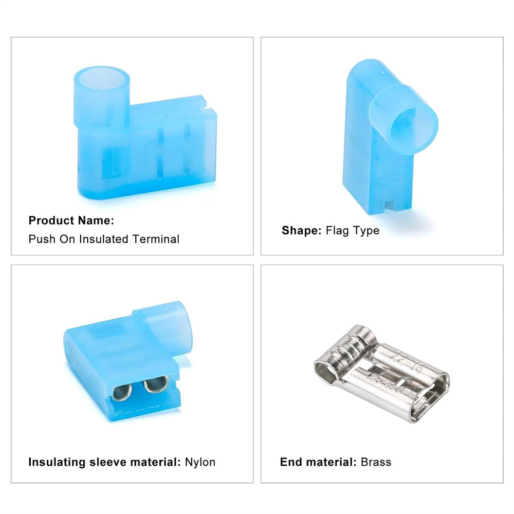 90 Degree Nylon Flag Spade Terminals Female Insulated Crimp 16-14 AWG Connectors