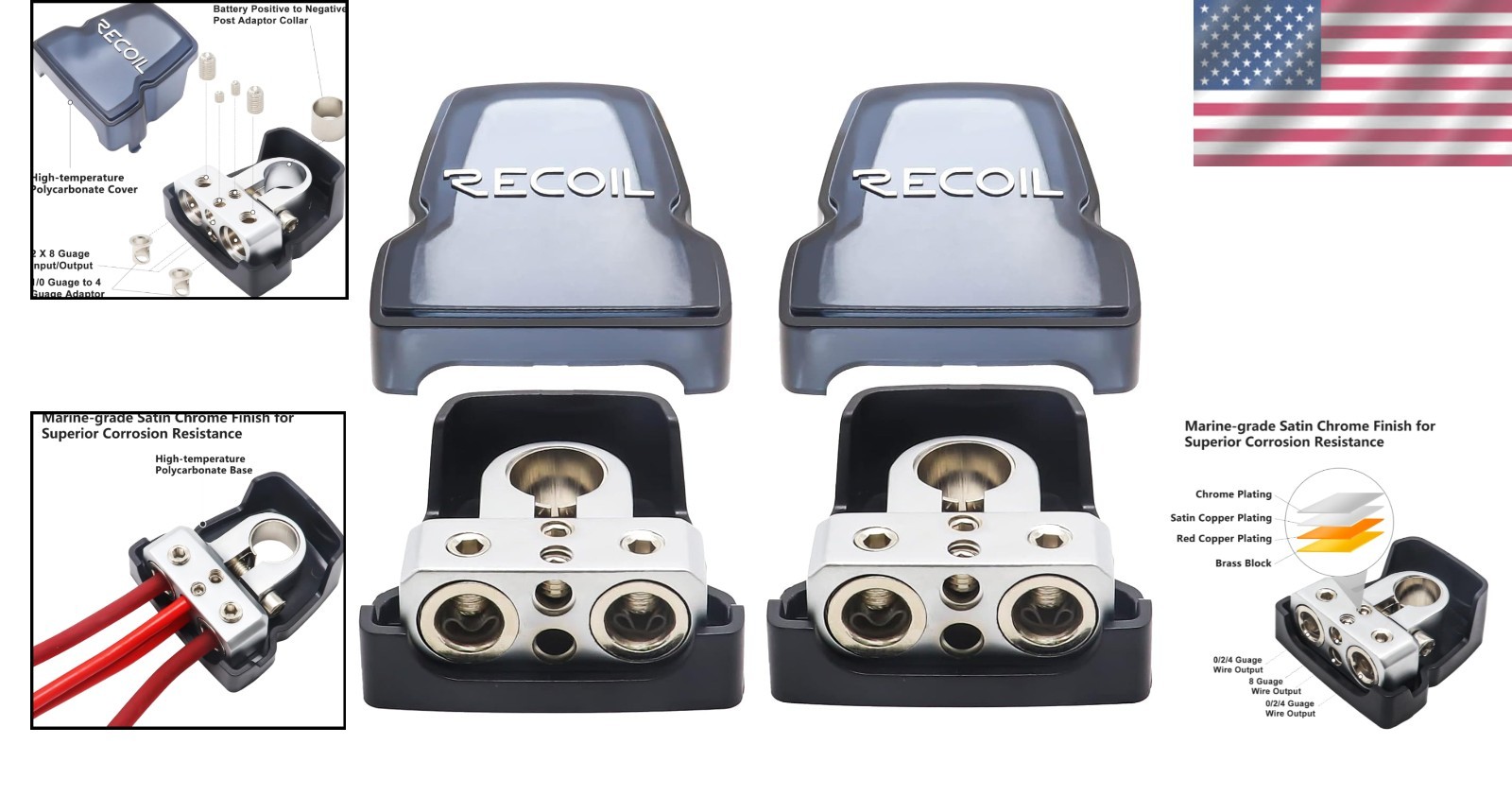 Brass Terminals 2-Pack – 4 Outputs