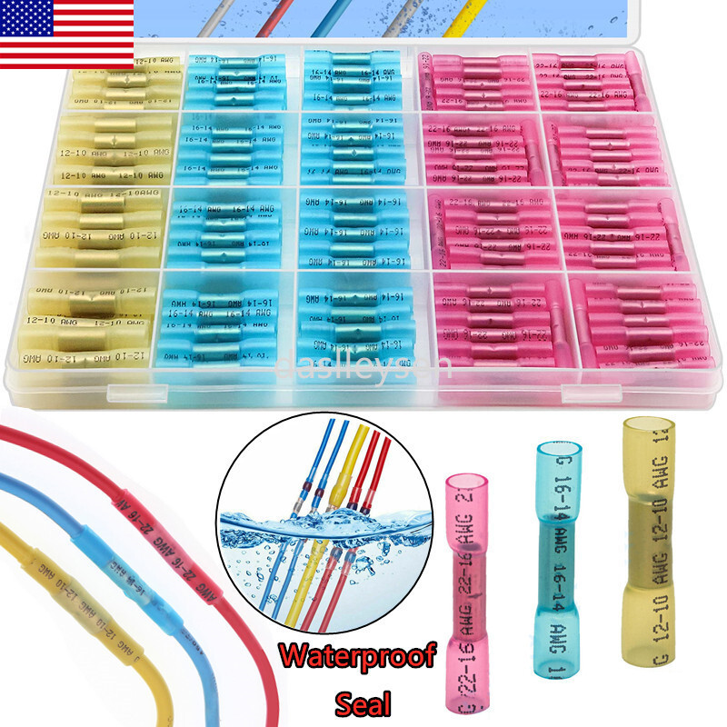 500/200x Heat Shrink But Connector Waterproof Electrical Wire Marine Butt Splice