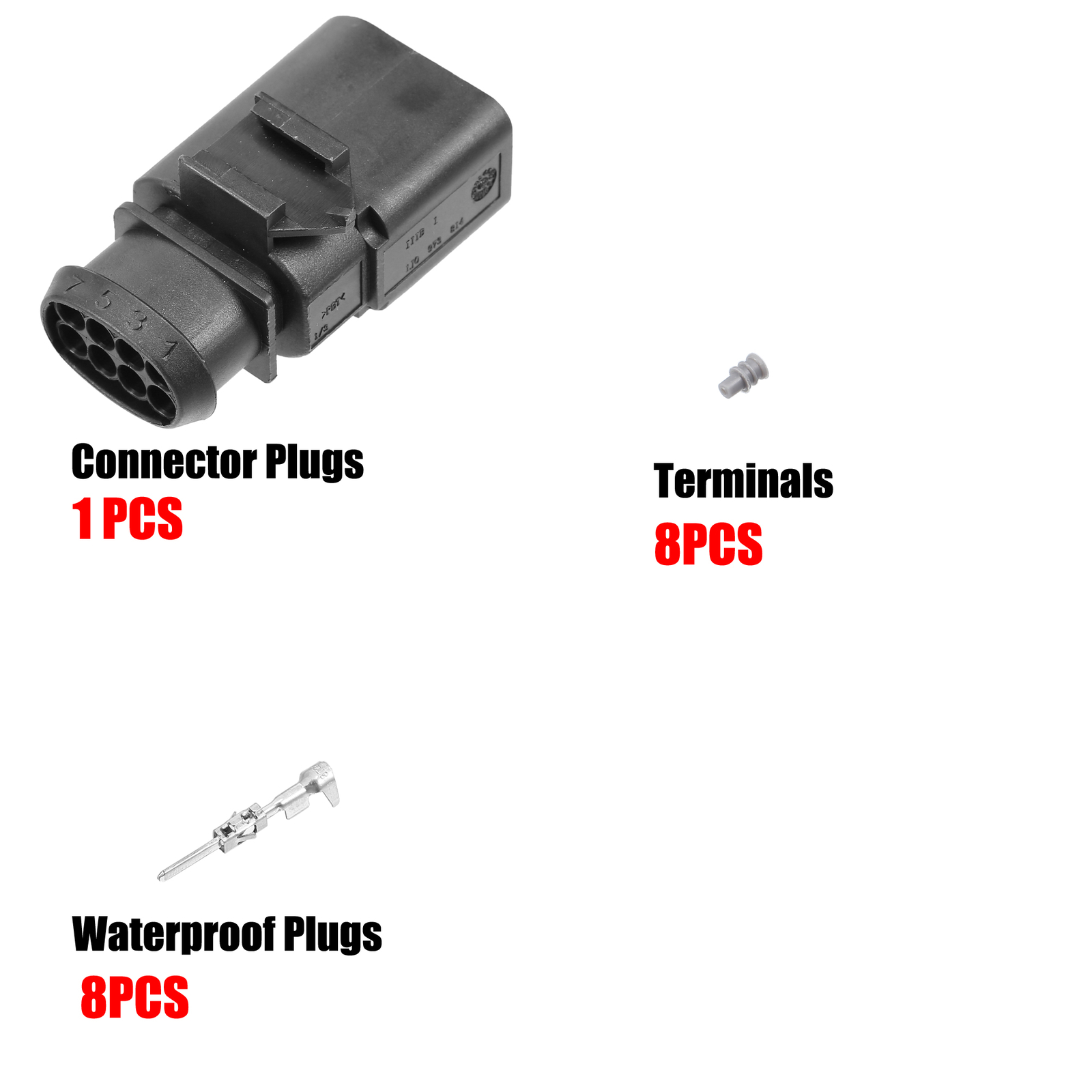 1 Set No.1J0973814 8 Pin Sealed Male JPT Connector Plug Kit for VW for Audi