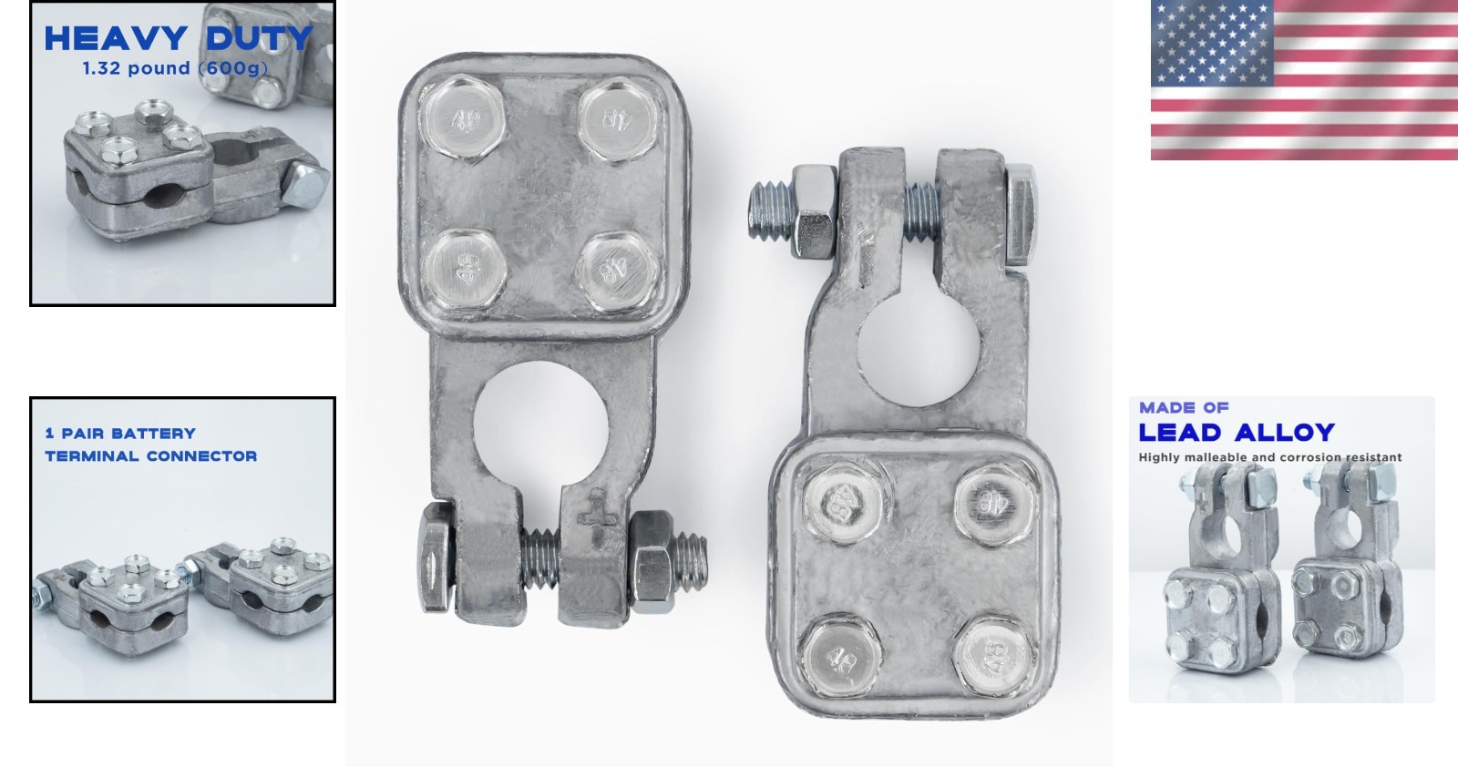 Versatile Heavy Duty Battery Terminal Connectors for Cars, RVs & Boats – 1 Pair