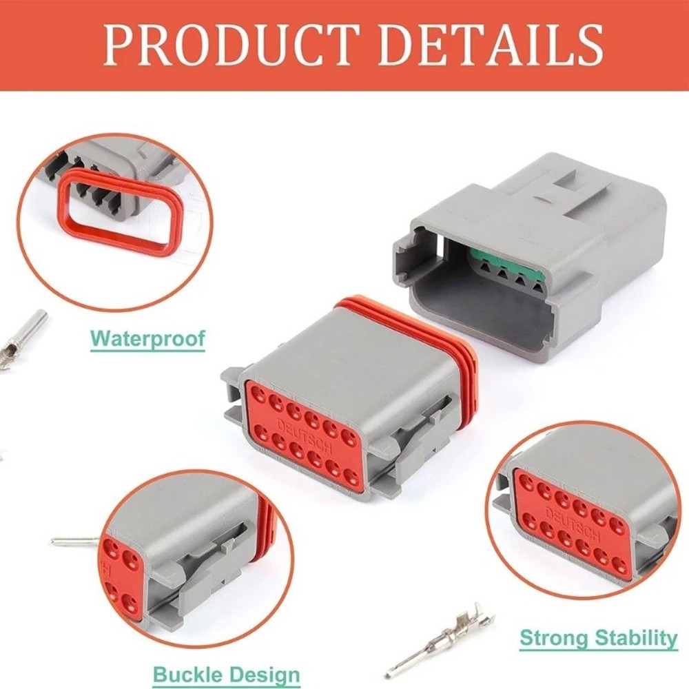 188Pcs/1Set Heavy Duty Deutsch DT Waterproof Connector Kit 2-12 Pin for Vehicles