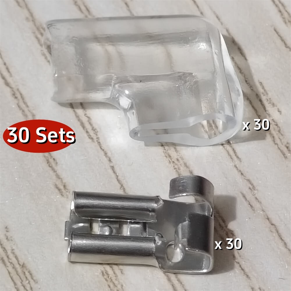 30 Sets Female Crimp Wire Connectors Flag Spade Terminal Insulating Sleeve 4.8mm