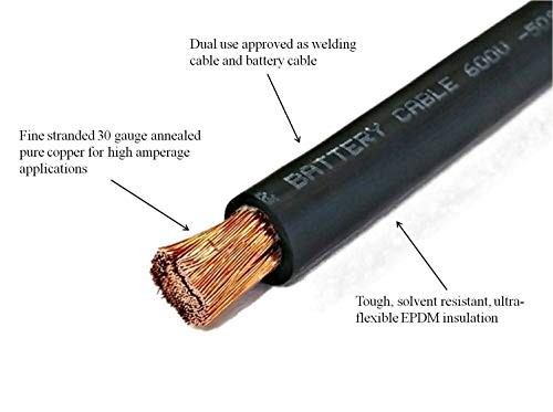 2 AWG 5 Feet Black + 5 Feet Red (10 Feet Total) 2 Gauge 5 ft Black + 5 ft Red
