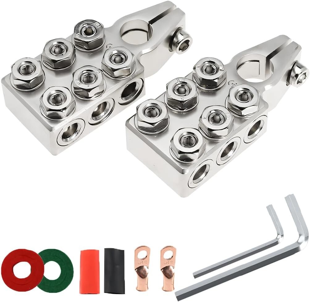 Car Battery Terminal Connector 12-Way Vehicle 8AWG up to 4/0(XL) AWG Gauge Clamp