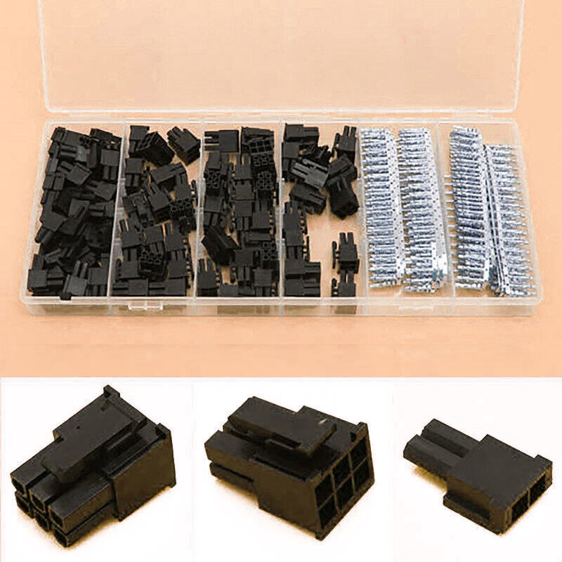 400pcs Female Terminal Crimp Pin with 50pcs 5557 8(6+2)P Connector Plug Box ATX
