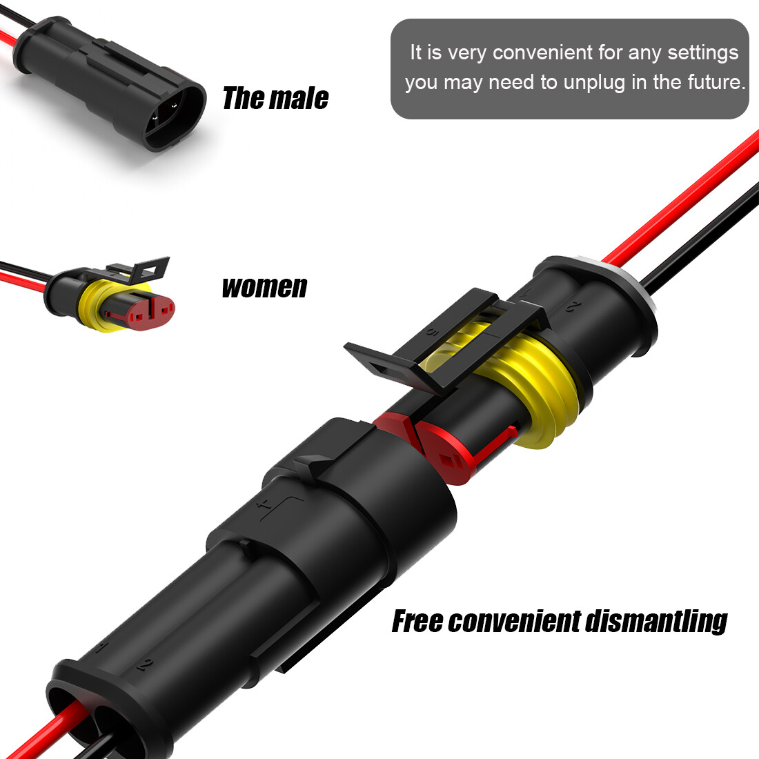 10sets Waterproof Electrical Connector Plug Car 2/3/4Pin Male & Female Wire