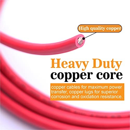 8 Gauge Battery Wire UL1015 Power Tinned AWG 8 Red&Black + 3/8″ 5/16″ lugs