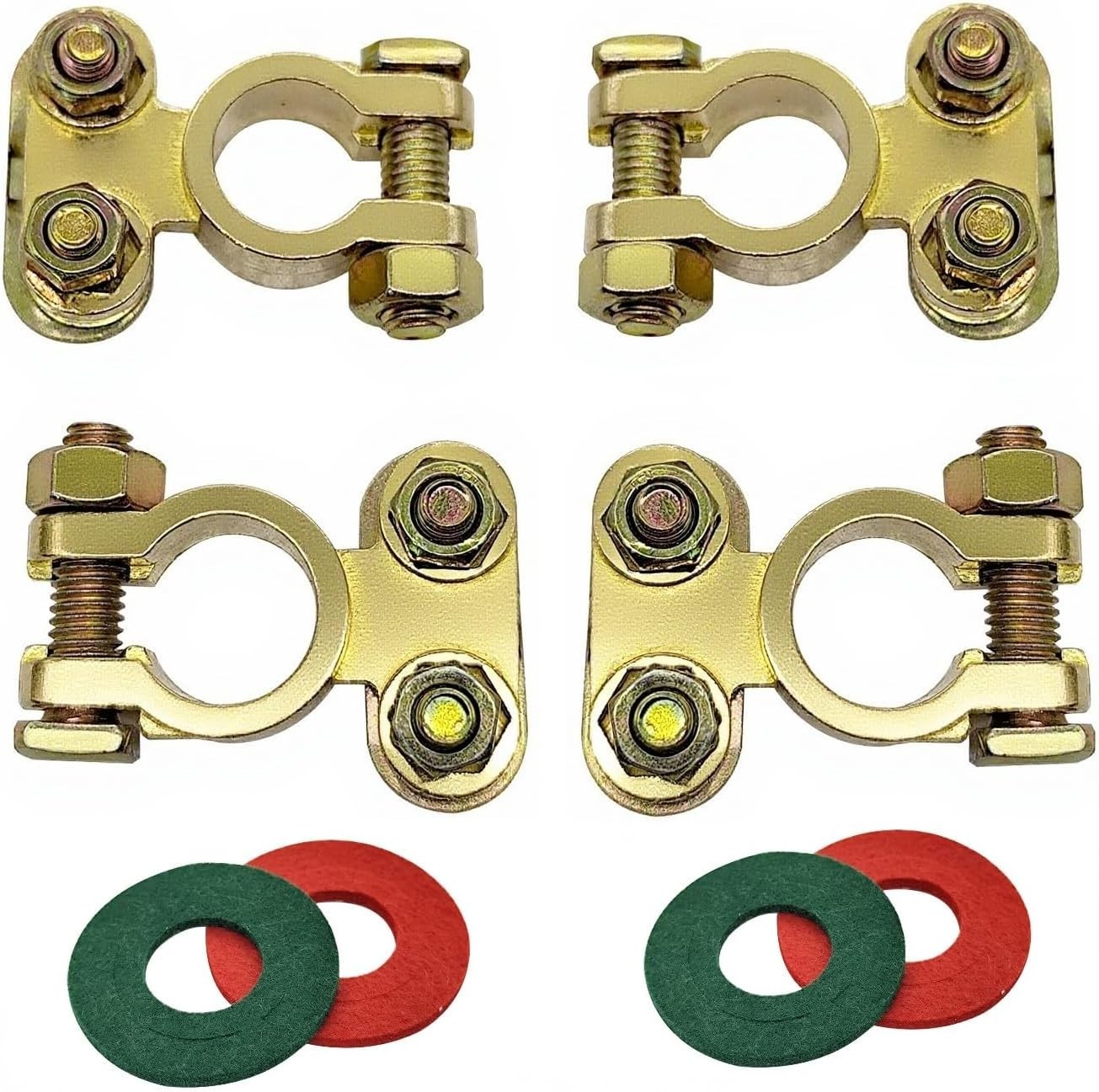 Versatile 12V Battery Terminal Connectors for Car, Boat, RV & ATV – Gold Finish
