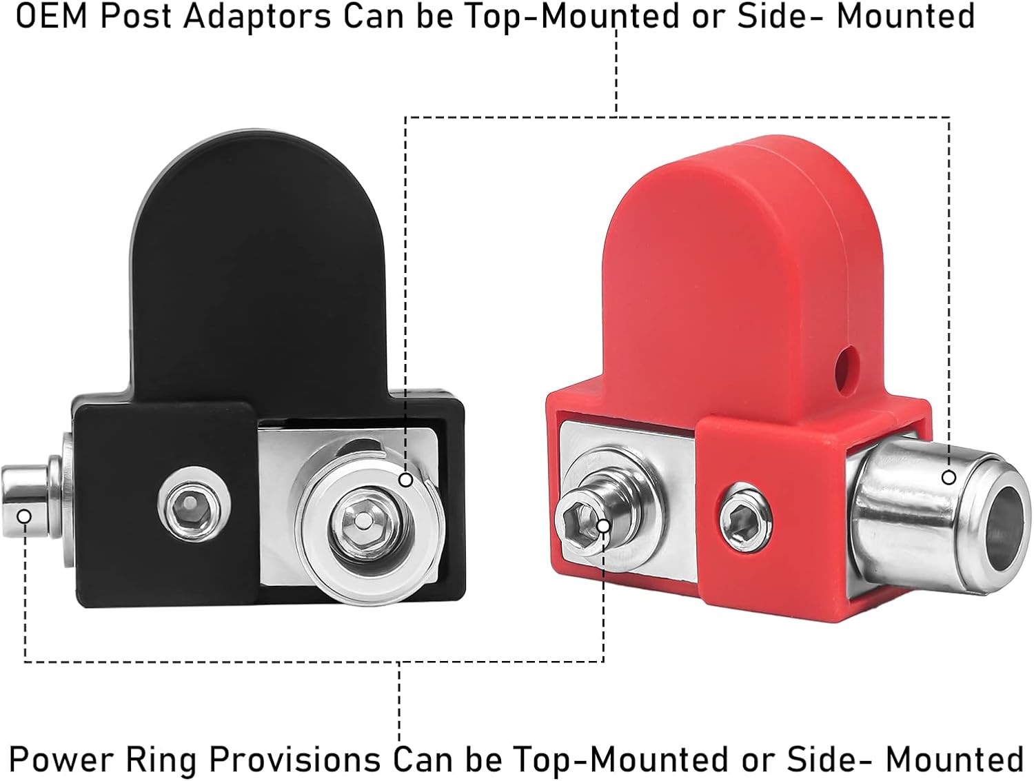 Recoil BTO Solid Brass Positive Negative Battery Terminals with Adaptor Collars,
