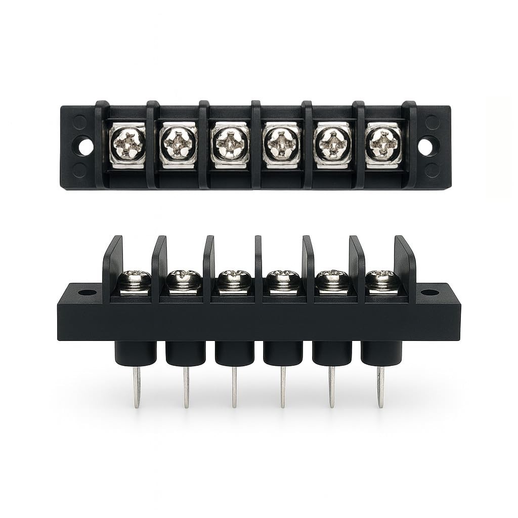 2 PCS Single Row Screw Terminal Junction Block 300V/20A 6 Screw Barrier Strip