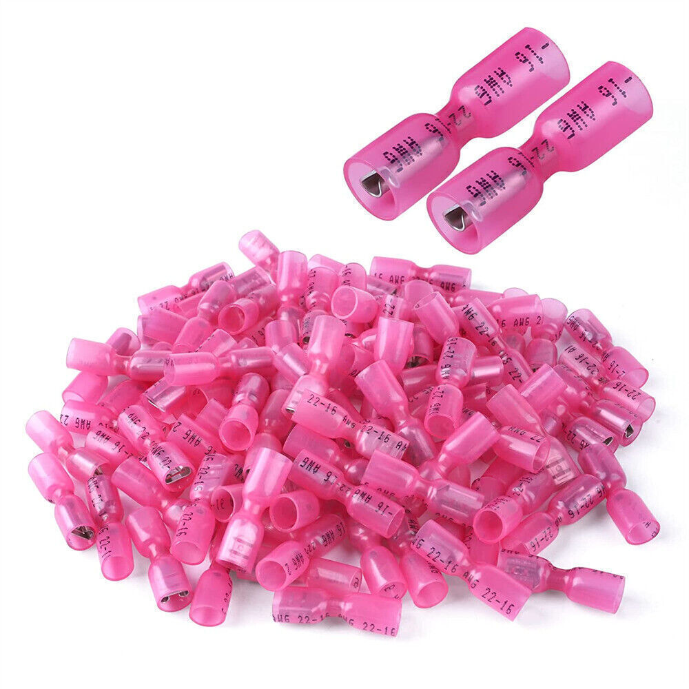 22-10AWG Female Spade Connectors Terminals Heat Shrink Wire Quick Disconnect