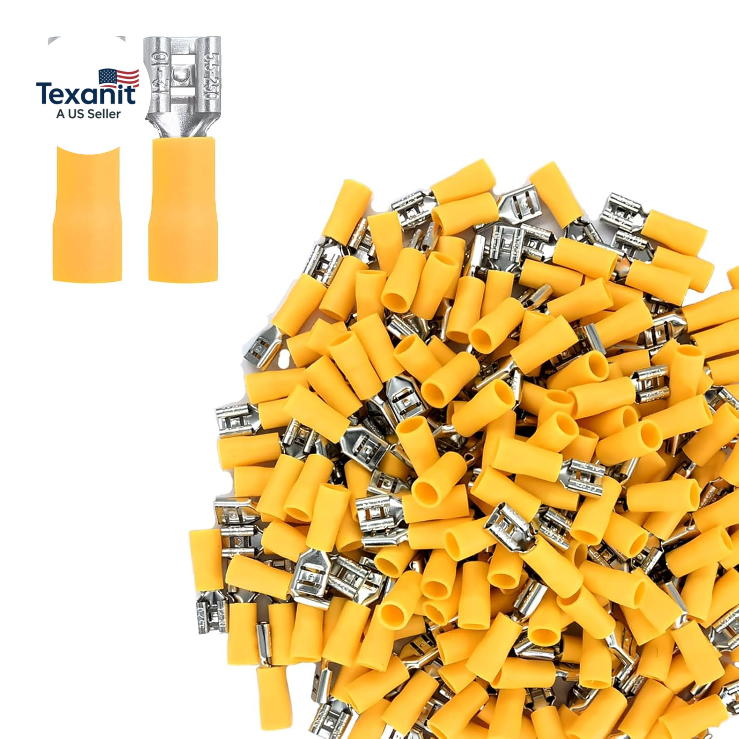 100Pcs Quick Disconnects Vinyl Insulated Female Spade Wire Connectors, 12-10AWG