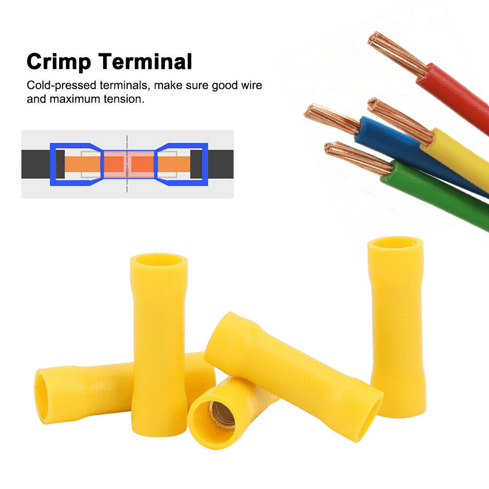 50-200× Straight Electrical Wire Connectors Ferrule Butt Splice Crimp Terminals