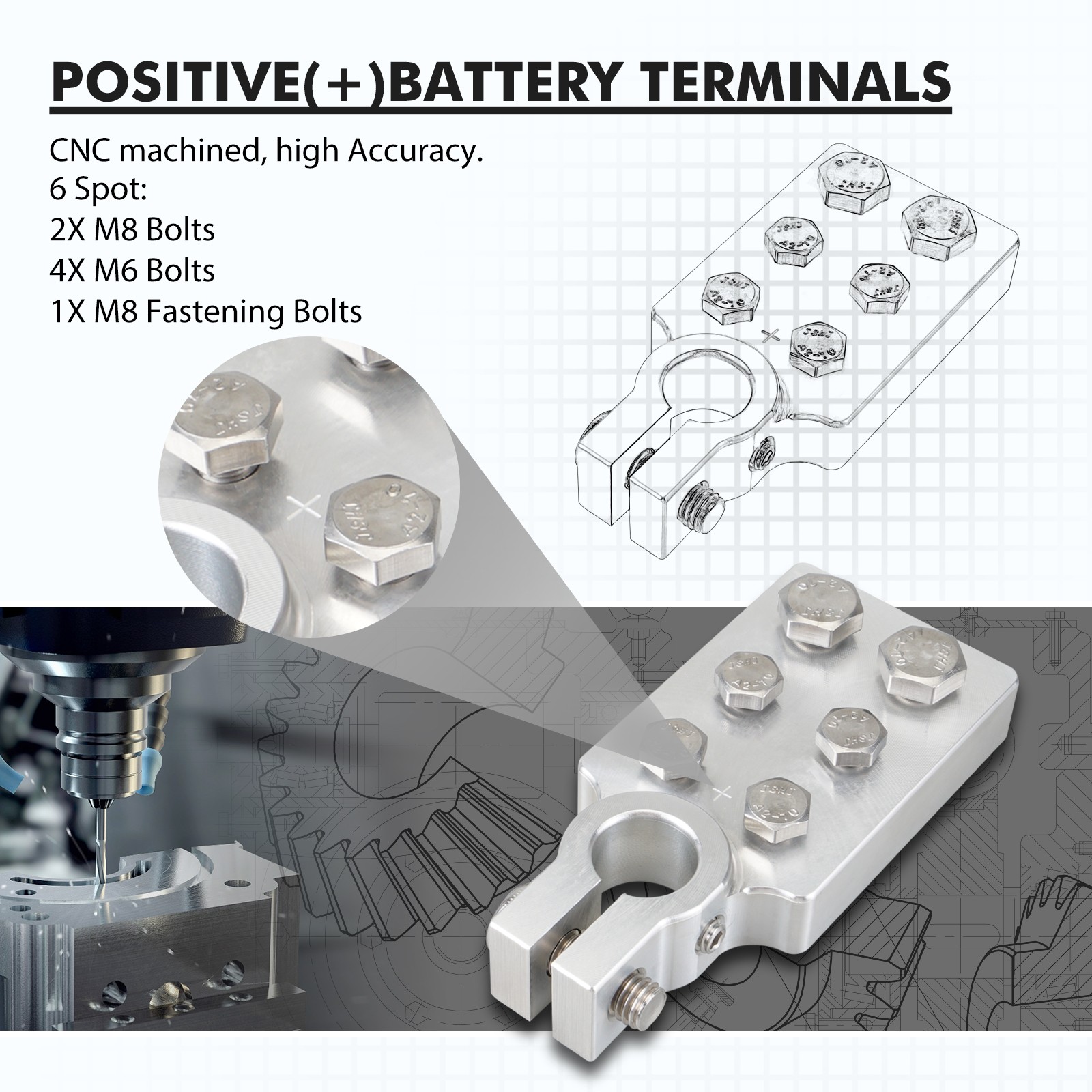 Pair Flat Battery Terminal For Northstar AGM35 AGM34 AGM24 AGM24F AGM27 AGM27F