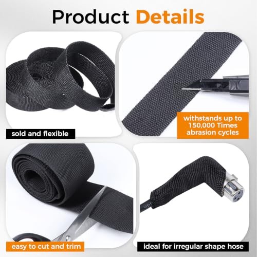 2:1 Ratio Automotive Heat Shrink Braided Sleeving 1”-8ft | Black 2 in 1 Ratio