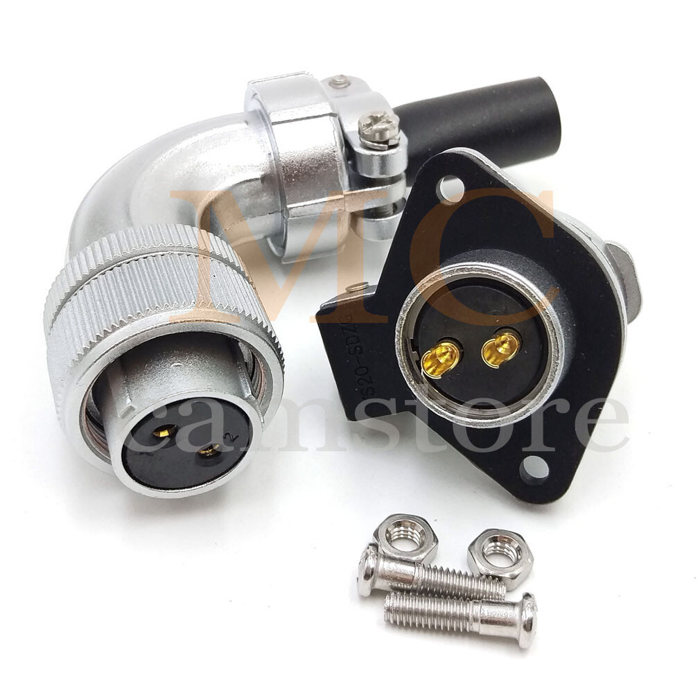 WEIPU WS20 25A 2Pin Angle Plug Panel Socket Aviation Connectors
