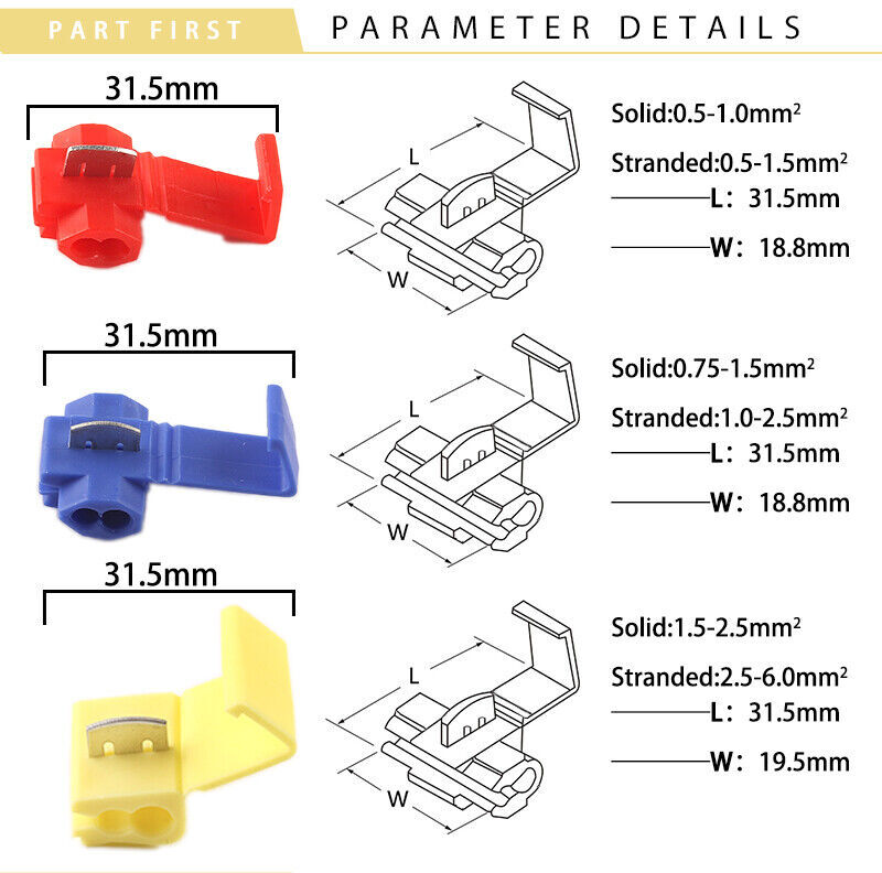 150pc T-Taps Electric Wire Cable Crimp Connectors Quick Splice Terminals Kit