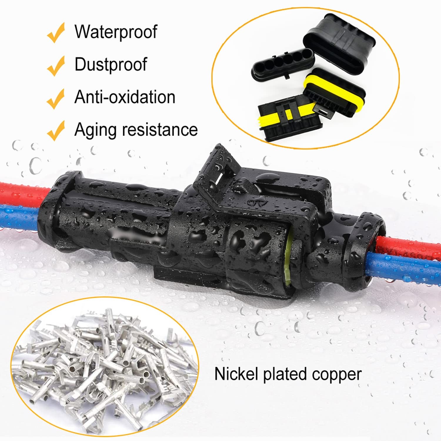 Twippo 25 Kit 2 Pin Connector Automotive Waterproof Connectors 22-16AWG 25Set