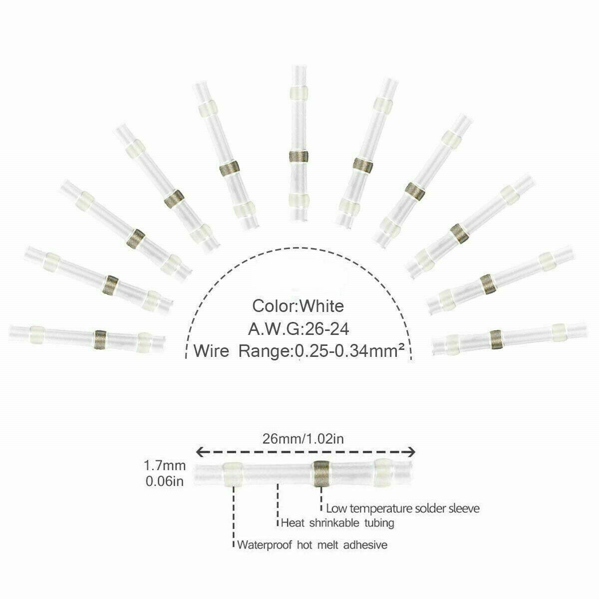 230X WaterproofSolder Seal Sleeve Heat Shrink Butt Wire Connectors Terminals KIT