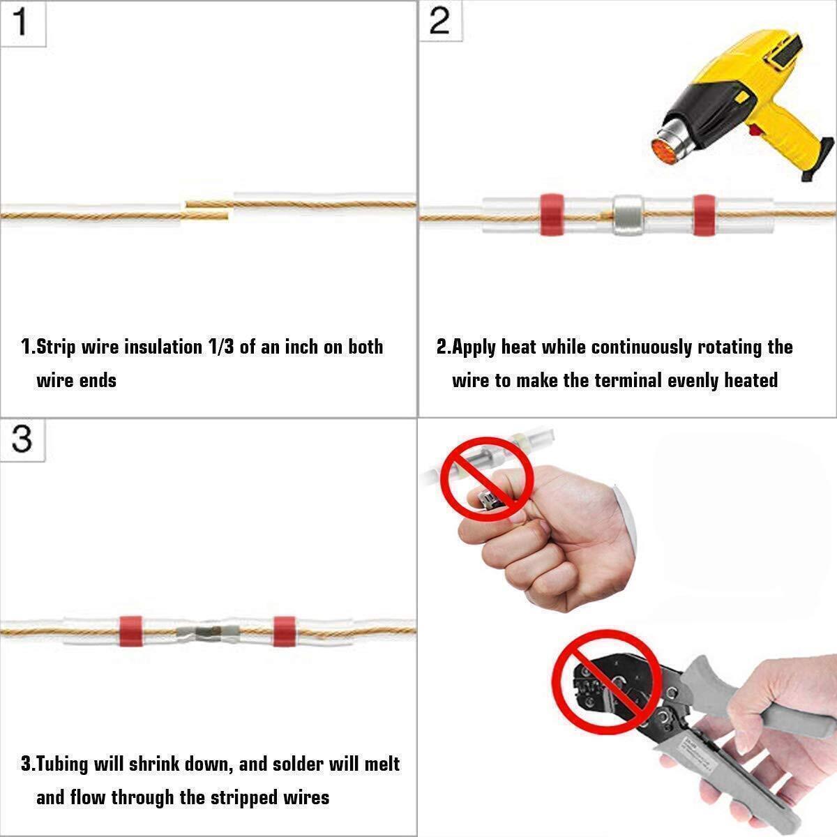 100/500x Waterproof Heat Shrink Solder Seal Sleeve Wire Connectors Terminal kits