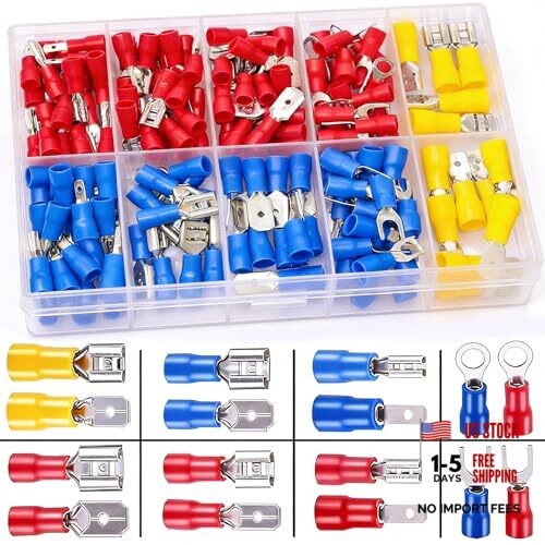 /Spade Crimp Connectors 2.8mm/4.8mm/6.3mm Male and Female Spade 125PCS