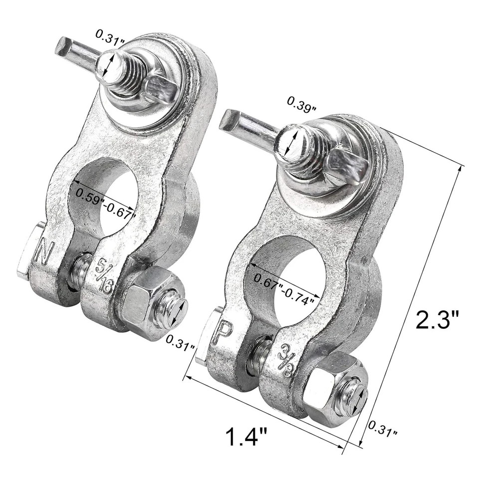 Car Battery Terminal End with Wing Nut Terminal Connectors Zinc-Alloy Clamps for