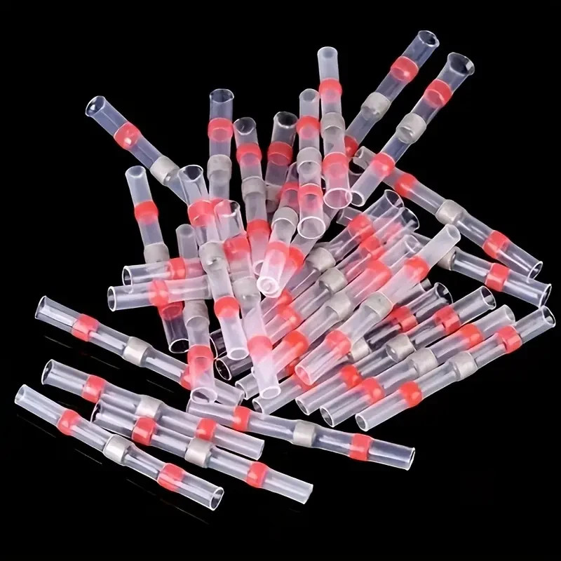 50Pcs 22-16 AWG Heat Shrink Wire Connectors Red Heat