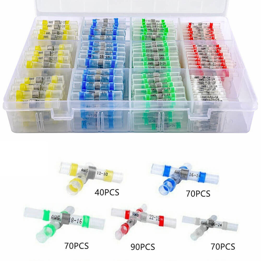 Waterproof Solder Seal Sleeve Terminals Heat Shrink Butt Wire Connectors 260/340