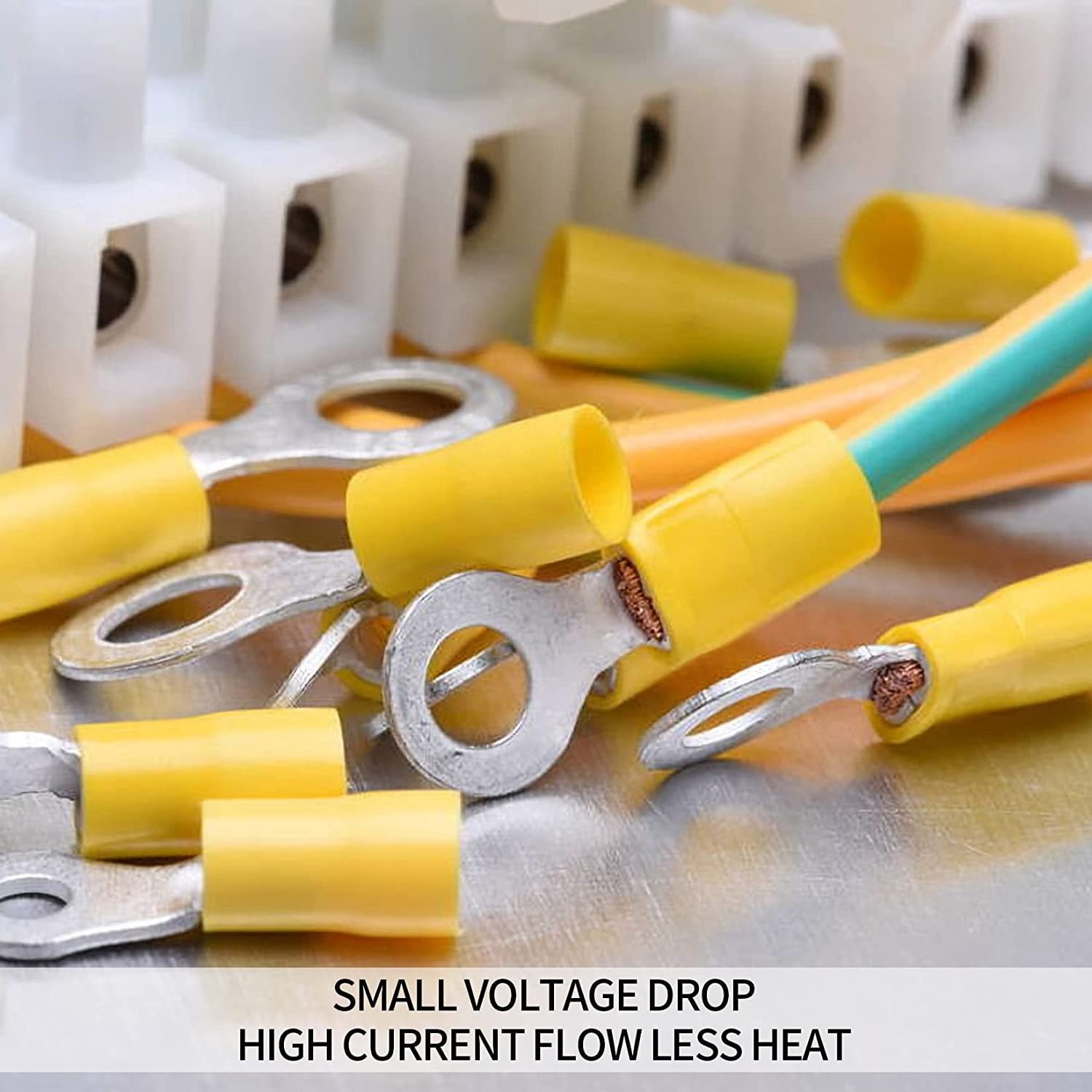 200 Pcs Mixed Quick Disconnect Ring Terminals, Insulated O Ring Crimp Terminals