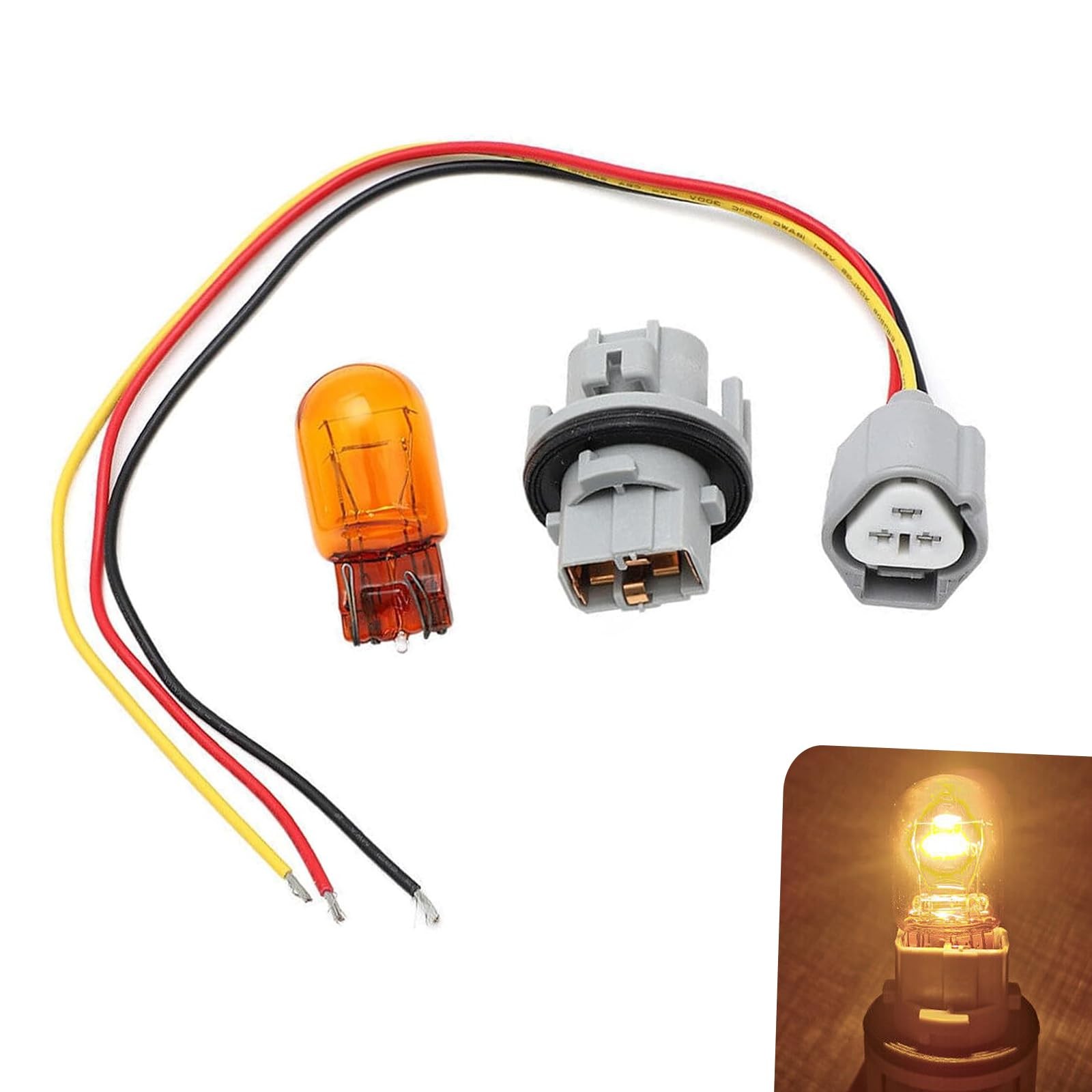 Crynod 1 Set Car Front Lighting Buib Turn Signal Bulb Socket Wiring Harness S…
