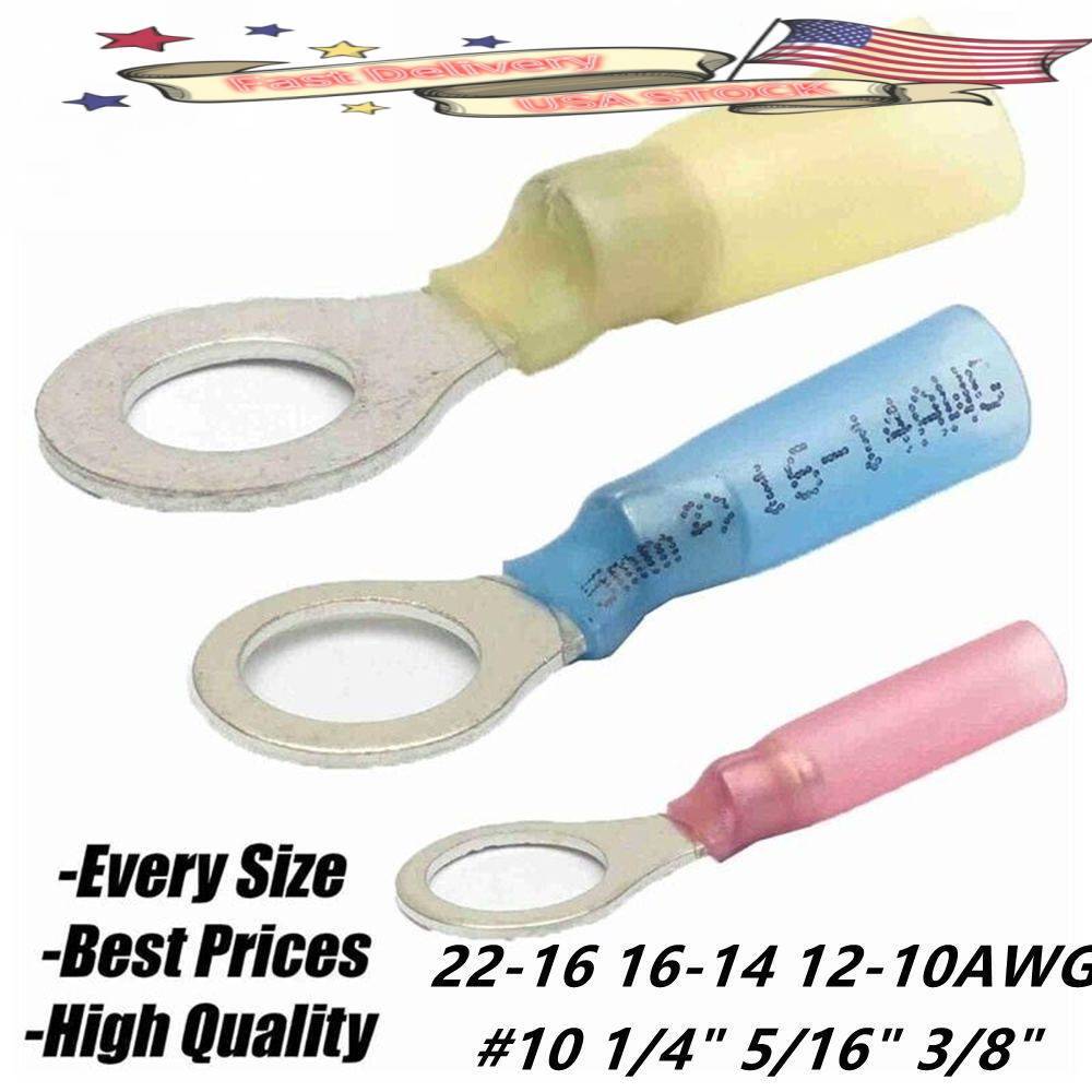 Wire Crimp Connectors Waterproof Heat Shrink Ring Terminals 22-10 AWG USA STOCK