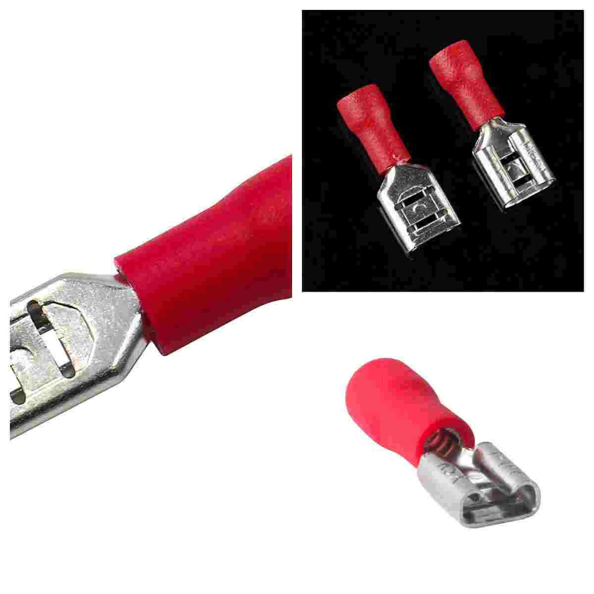 Wire Crimp Terminals100/1000Pcs Red FDD1.25-187 4.8mm 16-22AWG Female Spade