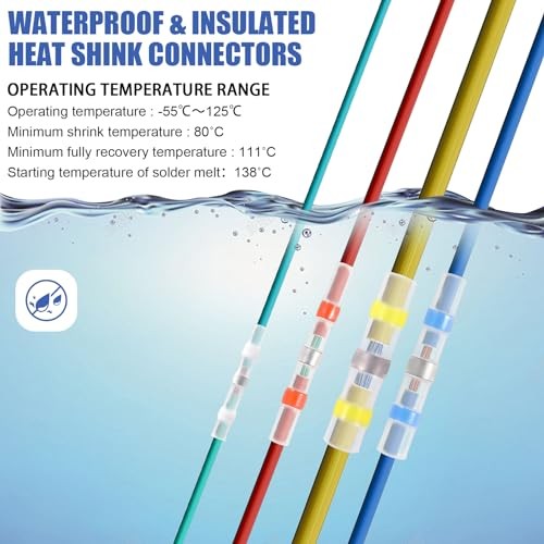 100PCS Blue Waterproof Solder Seal Wire Connectors 16-14 AWG, Heat Blue 100PCS