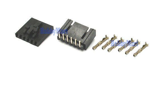 2543 2.54mm 6-Pin Molex Male, Female with LOCK Connector and Crimps x 10 Sets
