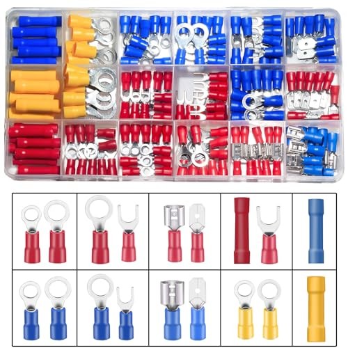 150PCS Mixed Quick Disconnect Electrical Insulated Butt Bullet Spade Fork Ring