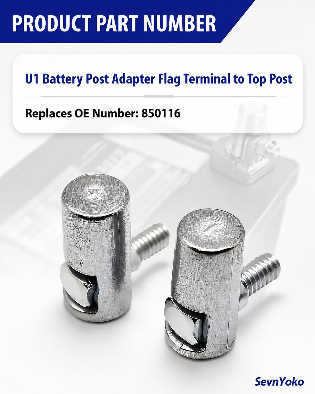 850116 U1 Battery Post Adapter, Flag Terminal to Top Post, 1 Pair | Replaces 850