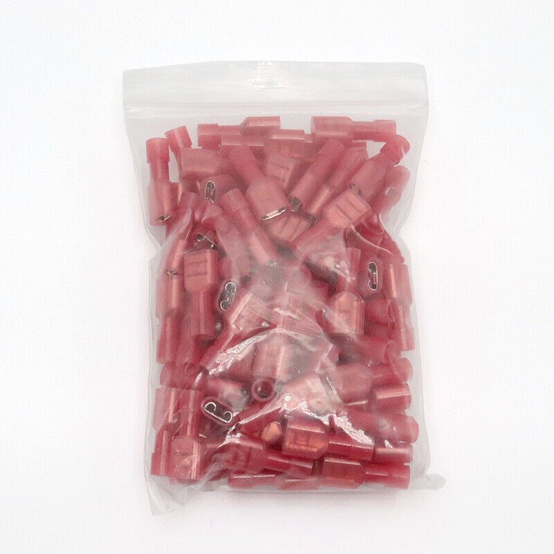 AWG22-16 Gauge Nylon Insulated Spade Connector Wire Crimp Female Terminals Red